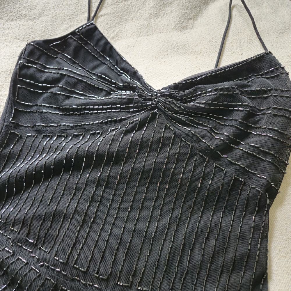 Elegant Shelli Segal Sequined Black Cocktail Dress